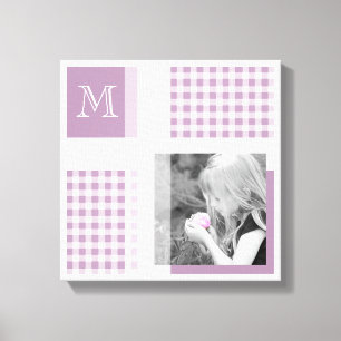 Impressão Em Tela Lavanda Adicionar Sua Foto Gingham Modern Monogram