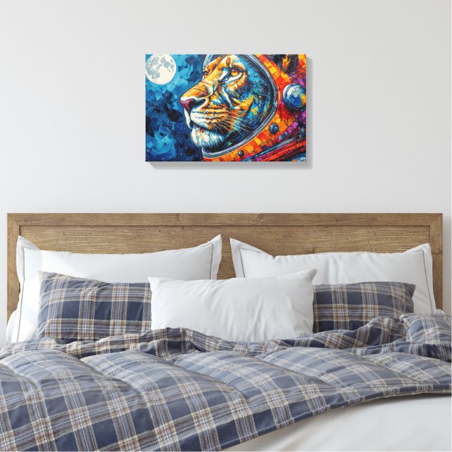 IMPRESSÃO EM TELA LEÃO ASTRONAUTA-VOLTANDO PARA CASA 8 (Insitu(Quarto))