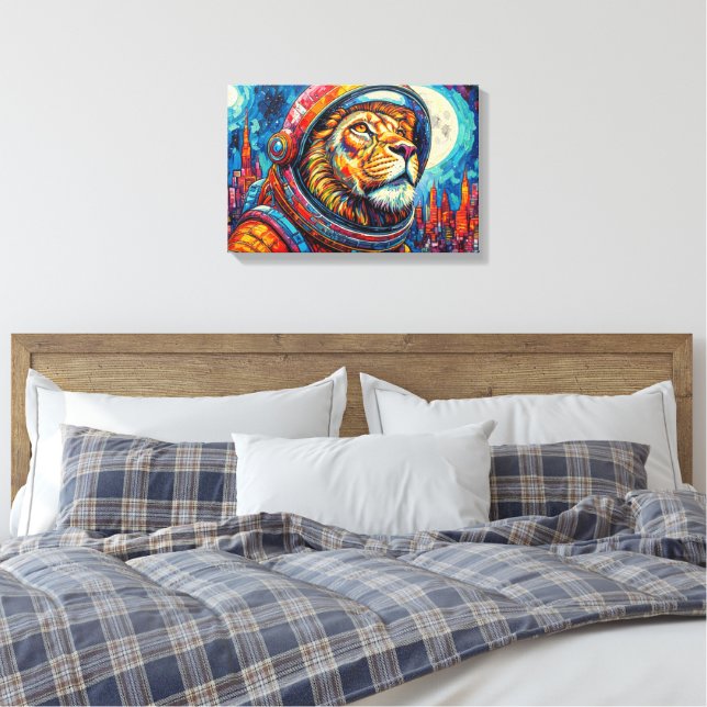 IMPRESSÃO EM TELA LEÃO ASTRONAUTA - VOLTANDO PARA CASA 9 (Insitu(Quarto))