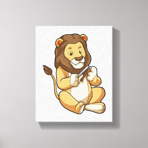 Impressão Em Tela Leão com setas unhas