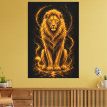 Leão Majestoso Dourado – Arte de Faísca de Luz Cel