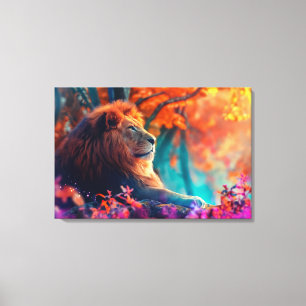 Impressão Em Tela Leão Regional na Floresta Encantada Design