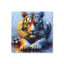 Lebendiger Pinselstrich - Liegender Tiger 