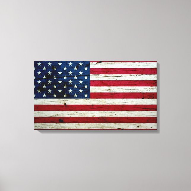 Impressão Em Tela Legal e aflita bandeira americana russa de madeira (Frente)