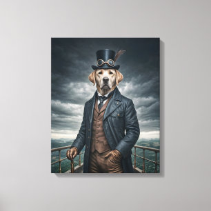 Impressão Em Tela Legal Elegante Victoriana Steampunk Labrador Dog A