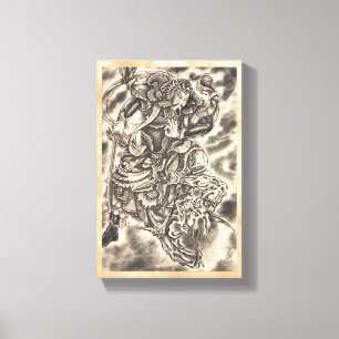 Impressão Em Tela Legal luta clássica contra o demônio japeso samura