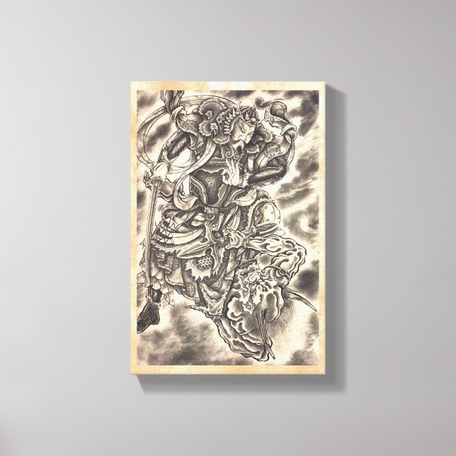 Impressão Em Tela Legal luta clássica contra o demônio japeso samura (Frente)