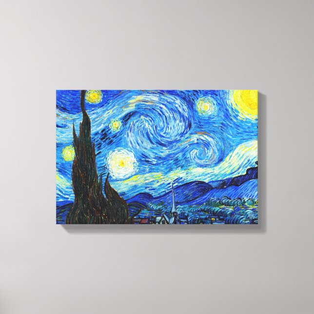 Impressão Em Tela Legal noite estelar pintura de Vincent Van Gogh (Frente)