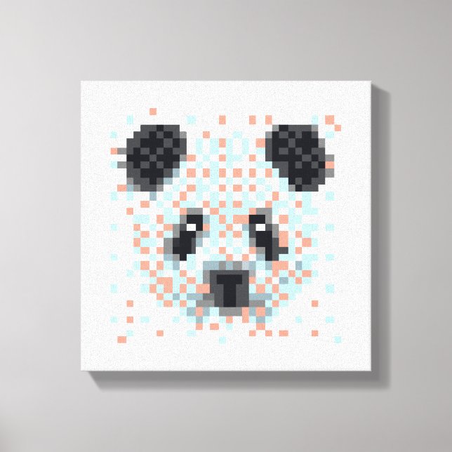 Impressão Em Tela Legal Panda Pixel Art (Frente)