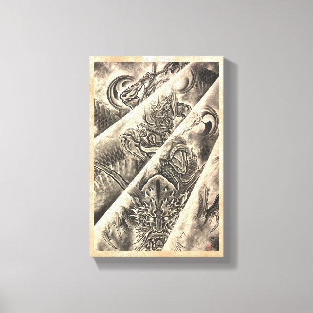 Impressão Em Tela Legal tatuagem clássica de tinta digital de demôni (Frente)