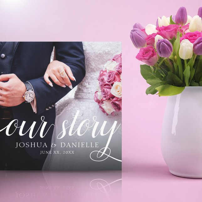 Impressão Em Tela Legant Our Story Photo Wedding Manuscrito (Criador carregado)