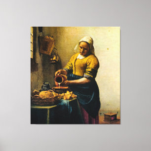 Impressão Em Tela Leite de derramamento do Maidservant de Vermeer