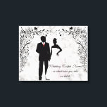 Impressão Em Tela Lembmento de Casamento ou Aniversário<br><div class="desc">Vintage,  videiras florais românticas nos cantos e um casal de casamento da silhueta - lembrança perfeita de casamento ou aniversário.</div>