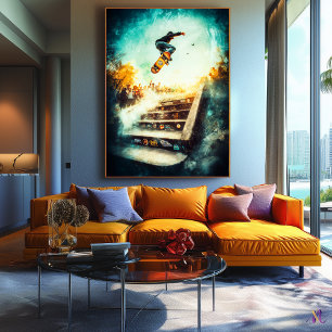 Impressão Em Tela Lenda do Skate - Arte Esportiva Dinâmica - Urbano 