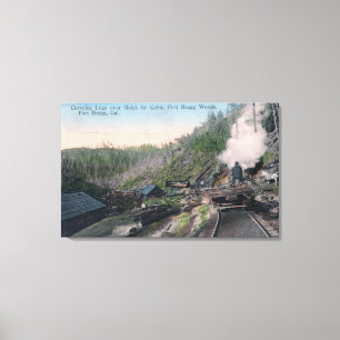 Impressão Em Tela Lenhador que levam registros sobre o Gulch pelo