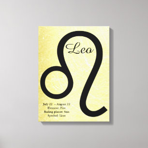 Impressão Em Tela Leo Horoscope Sinal de Dourada e Arte de Muro Negr