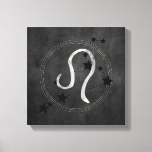 Impressão Em Tela Leo, o zodiac da constelação de leão preto e prate