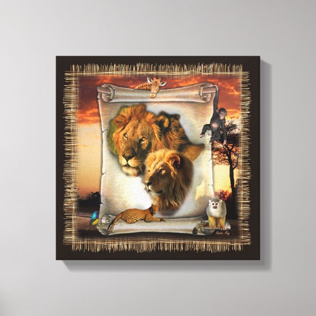Impressão Em Tela Leões de vida selvagem da África (Frente)