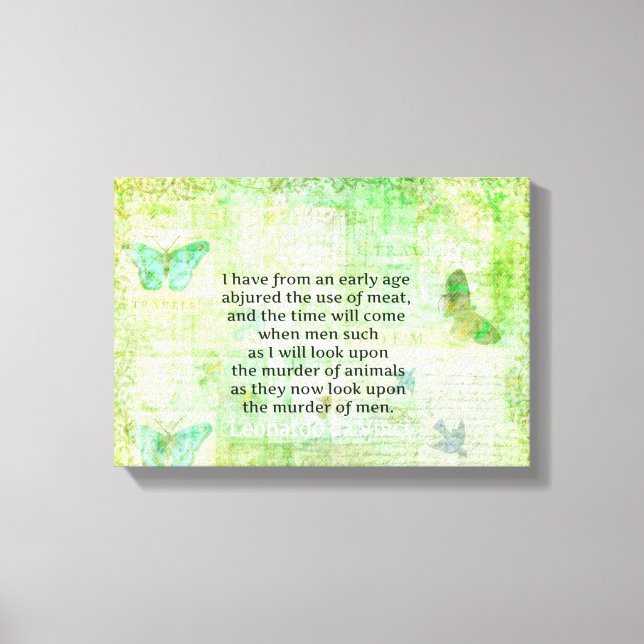 Impressão Em Tela Leonardo da Vinci Direitos dos Animais cita vegan (Frente)