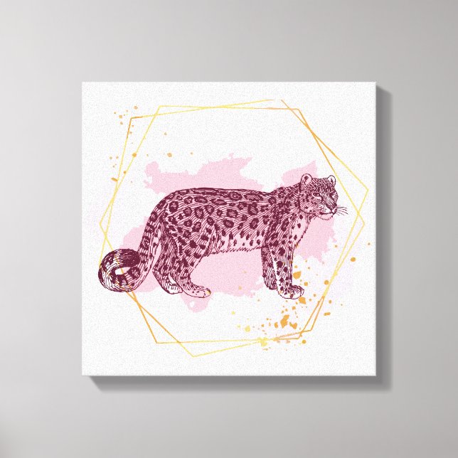 Impressão Em Tela Leopardo-da-neve (Frente)