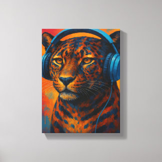 Impressão Em Tela Leopardo legal com estilo Pop de arte de Fones de