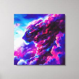 Impressão Em Tela Leopardo Neon Cósmico Futurista