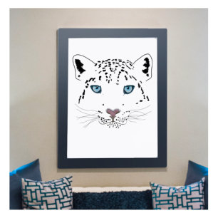 Impressão Em Tela Leopardo Neve Desenhando "Fierce é Bonito"