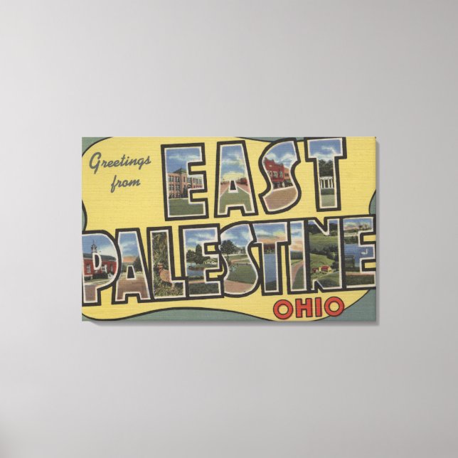 Impressão Em Tela Leste da Palestina, Ohio - Cenas com Letras Grande (Frente)