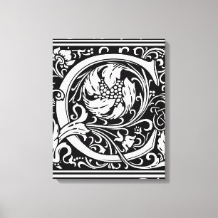 Impressão Em Tela Letra C Monograma Medieval Art Nouveau