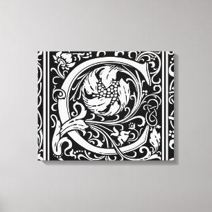 Impressão Em Tela Letra C Monograma Medieval Arte Nova