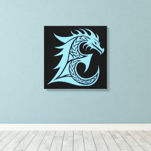 Impressão Em Tela Letra E Estilizada com Dragão, Alfabeto de Dragão,