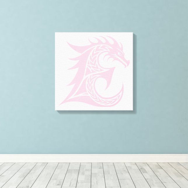 Impressão Em Tela Letra E Estilizada com Dragão, Alfabeto de Dragão, (Insitu(piso de madeira))