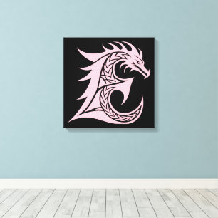 Impressão Em Tela Letra E Estilizada com Dragão, Alfabeto de Dragão,