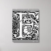 Letra F Monograma Medieval Art Nouveau