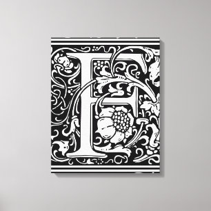 Impressão Em Tela Letra F Monograma Medieval Arte Nova