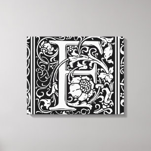 Impressão Em Tela Letra F Monograma Medieval Arte Nova
