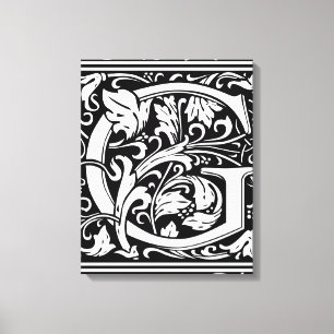 Impressão Em Tela Letra G Monograma Medieval Arte Nova
