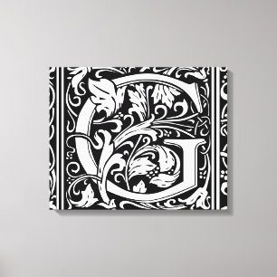 Impressão Em Tela Letra G Monograma Medieval Arte Nova