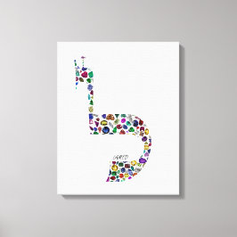 Impressão Em Tela Letra hebraica "LAMED" feita com pedras Preciosos