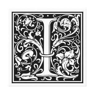 Impressão Em Tela Letra I Monograma Medieval Art Nouveau