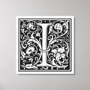 Impressão Em Tela Letra I Monograma Medieval Arte Nova