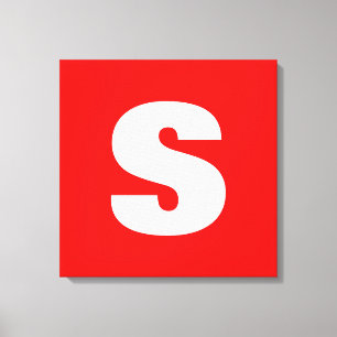 Impressão Em Tela Letra inicial Monograma Estilo moderno Branco verm