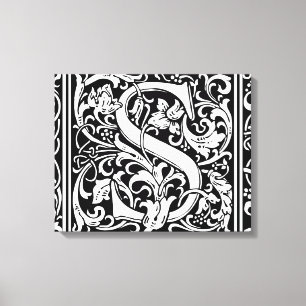 Impressão Em Tela Letra S Monograma Medieval Arte Nova