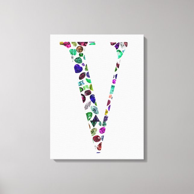 Impressão Em Tela Letra V Monograma (Frente)