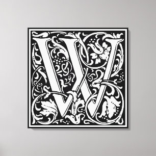 Impressão Em Tela Letra W Monograma Medieval Arte Nova