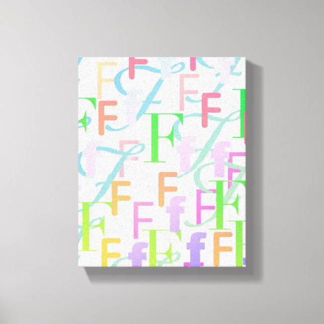 Impressão Em Tela Letter Confetti "F" (Frente)