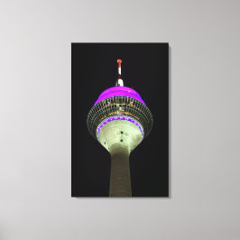 Impressão Em Tela Leuchtender Düsseldorfer Rheinturm bei Nacht