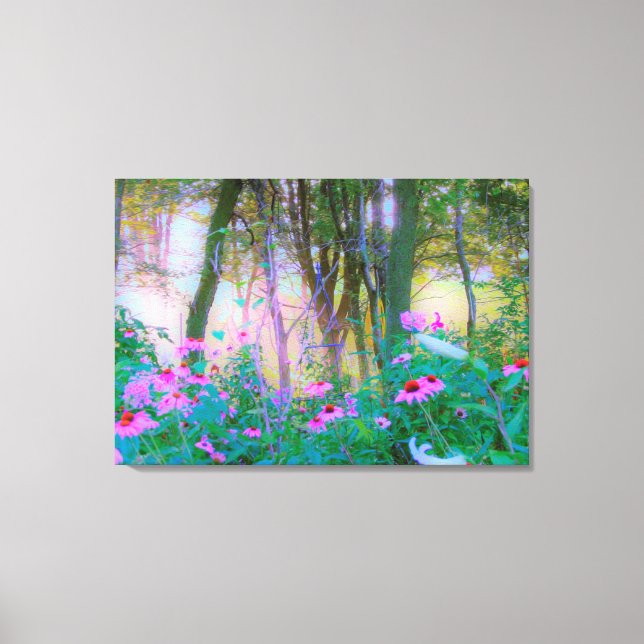 Impressão Em Tela Levantamento do Sol Brilhante com Confluentes Rosa (Frente)