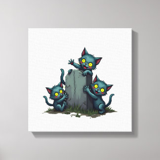 Impressão Em Tela Levante de Gatinhos Zumbis