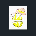 Impressão Em Tela Levante o Sol - maiô amarelo<br><div class="desc">Soque o Sol I por Blanckslate. Apresenta um maiô amarelo de duas peças com um chapéu cor-de-rosa e óculos de sol para acessórios. | 140677GG</div>